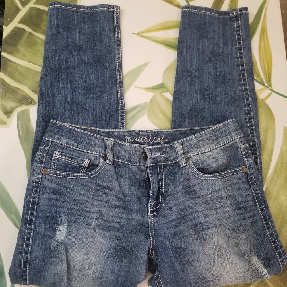 Distressed Floral Print  Skinny Jeans NWOT